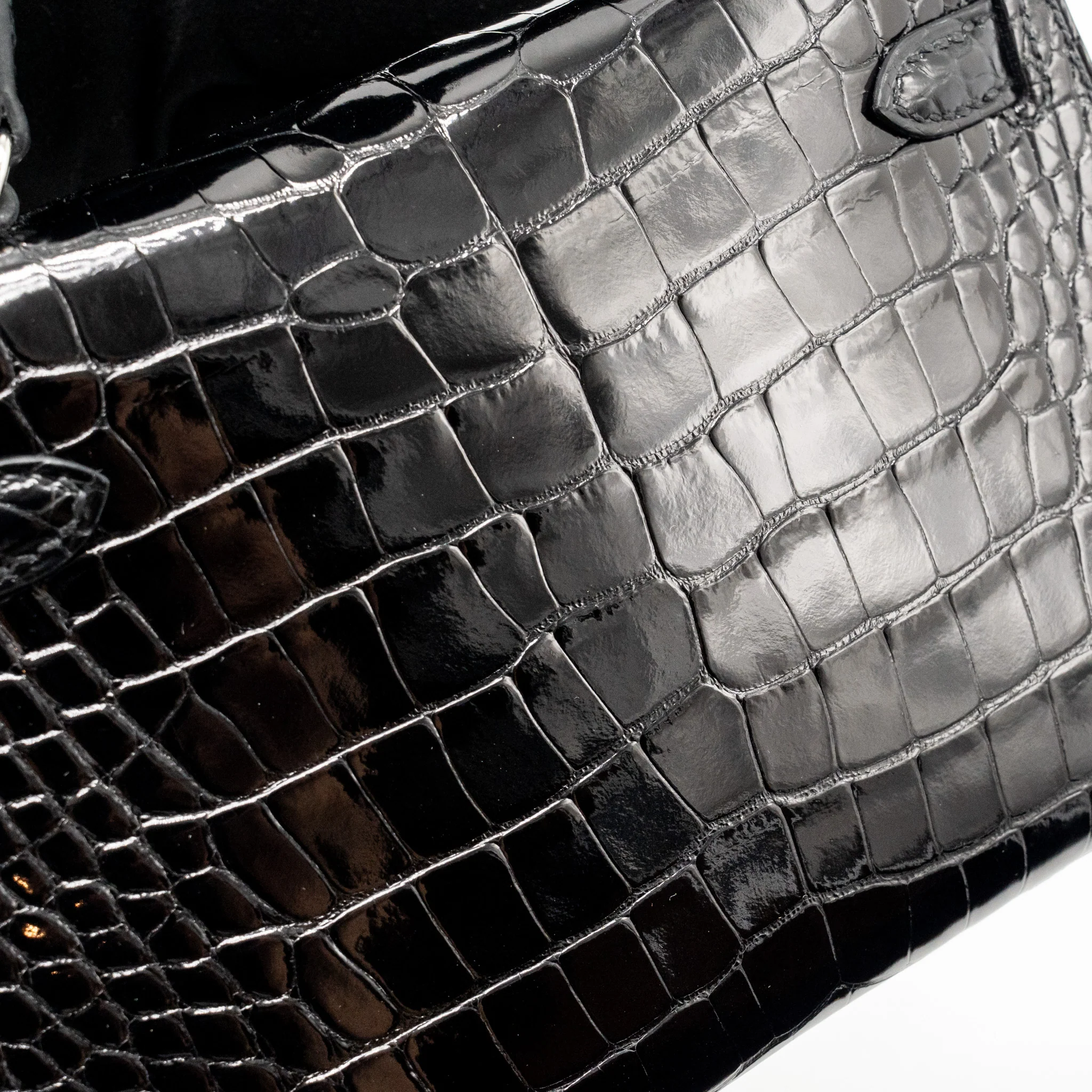 Hermes Mini Kelly II Shiny Alligator Mississippiensis Black SHW Stamp W - Image 13