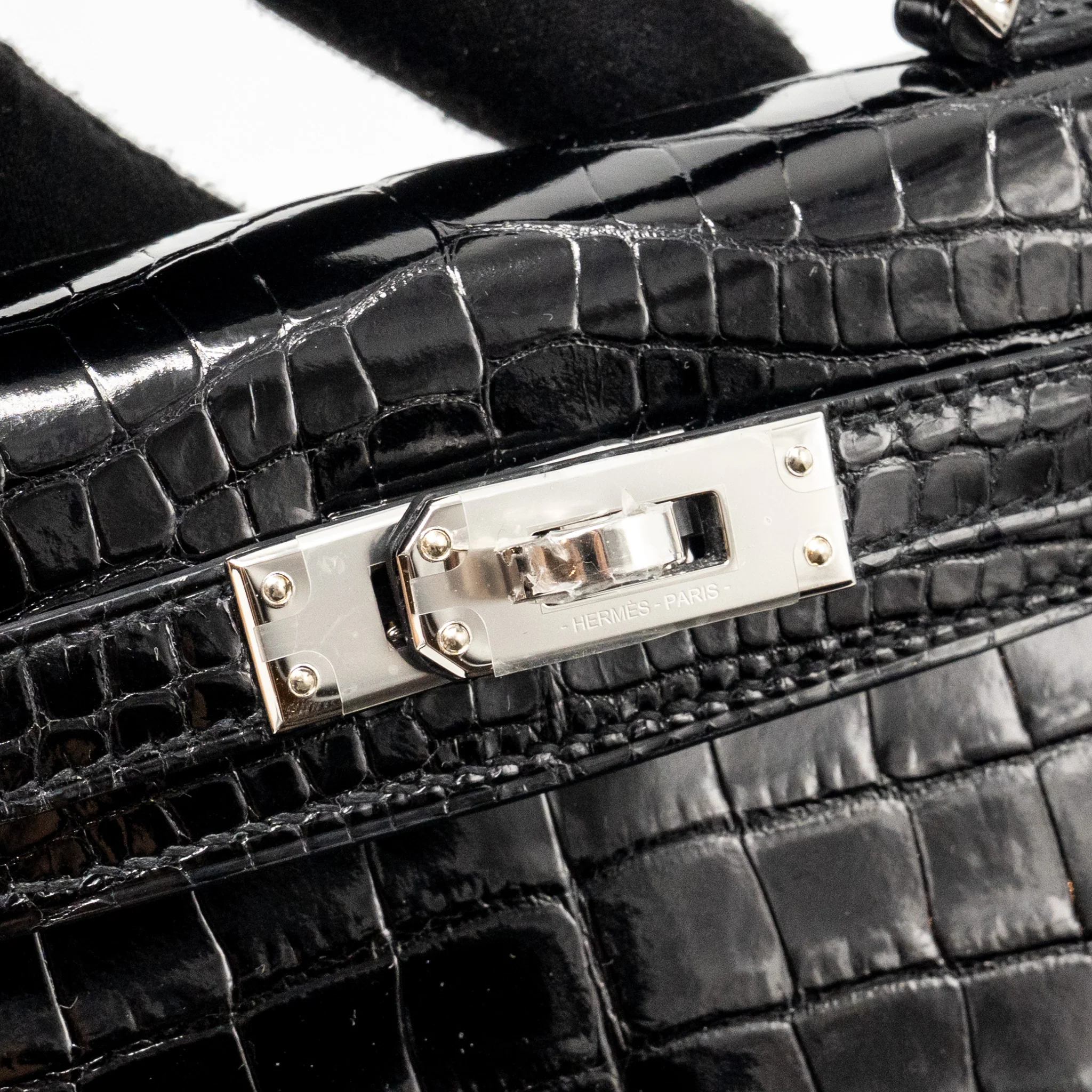 Hermes Mini Kelly II Shiny Alligator Mississippiensis Black SHW Stamp W - Image 15