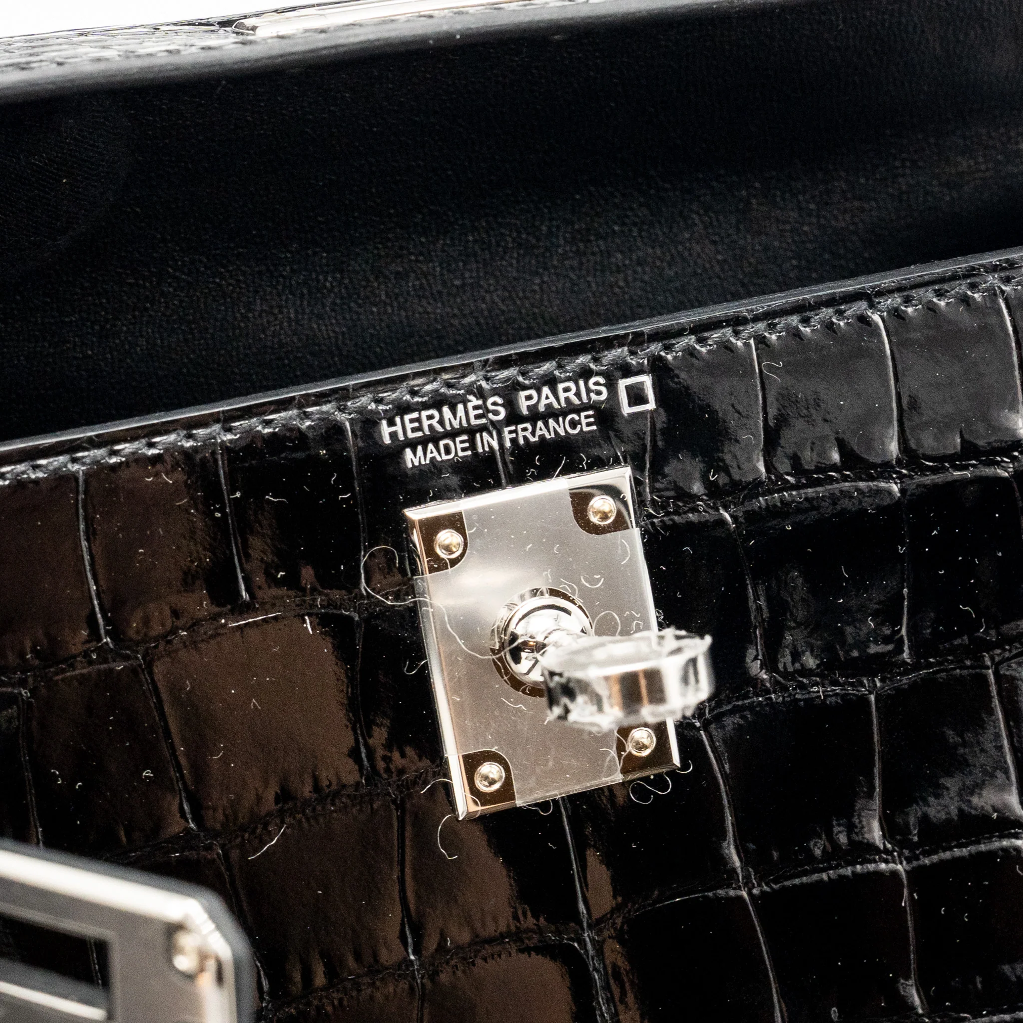 Hermes Mini Kelly II Shiny Alligator Mississippiensis Black SHW Stamp W - Image 16