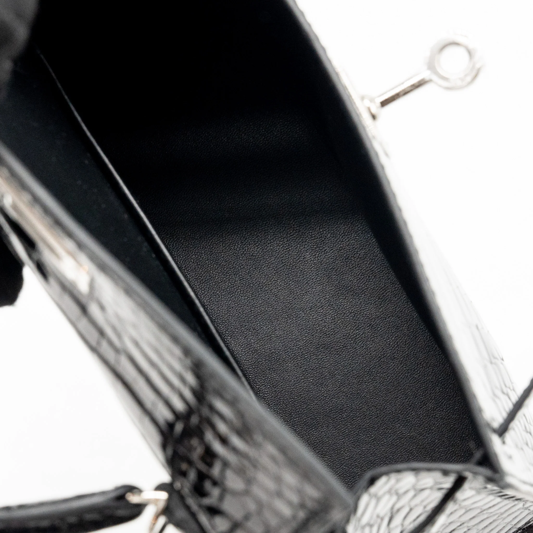 Hermes Mini Kelly II Shiny Alligator Mississippiensis Black SHW Stamp W - Image 18