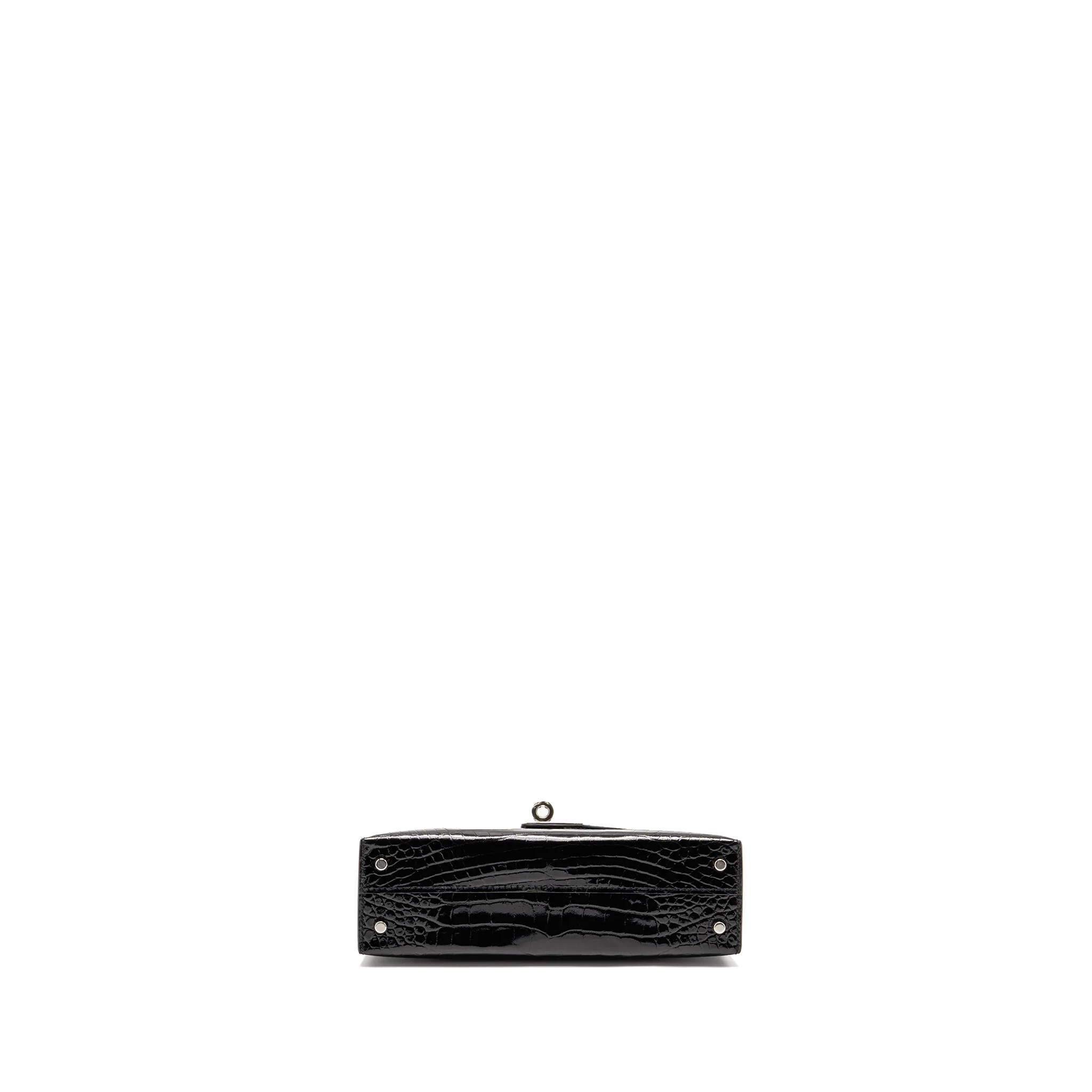 Hermes Mini Kelly II Shiny Alligator Mississippiensis Black SHW Stamp W - Image 5
