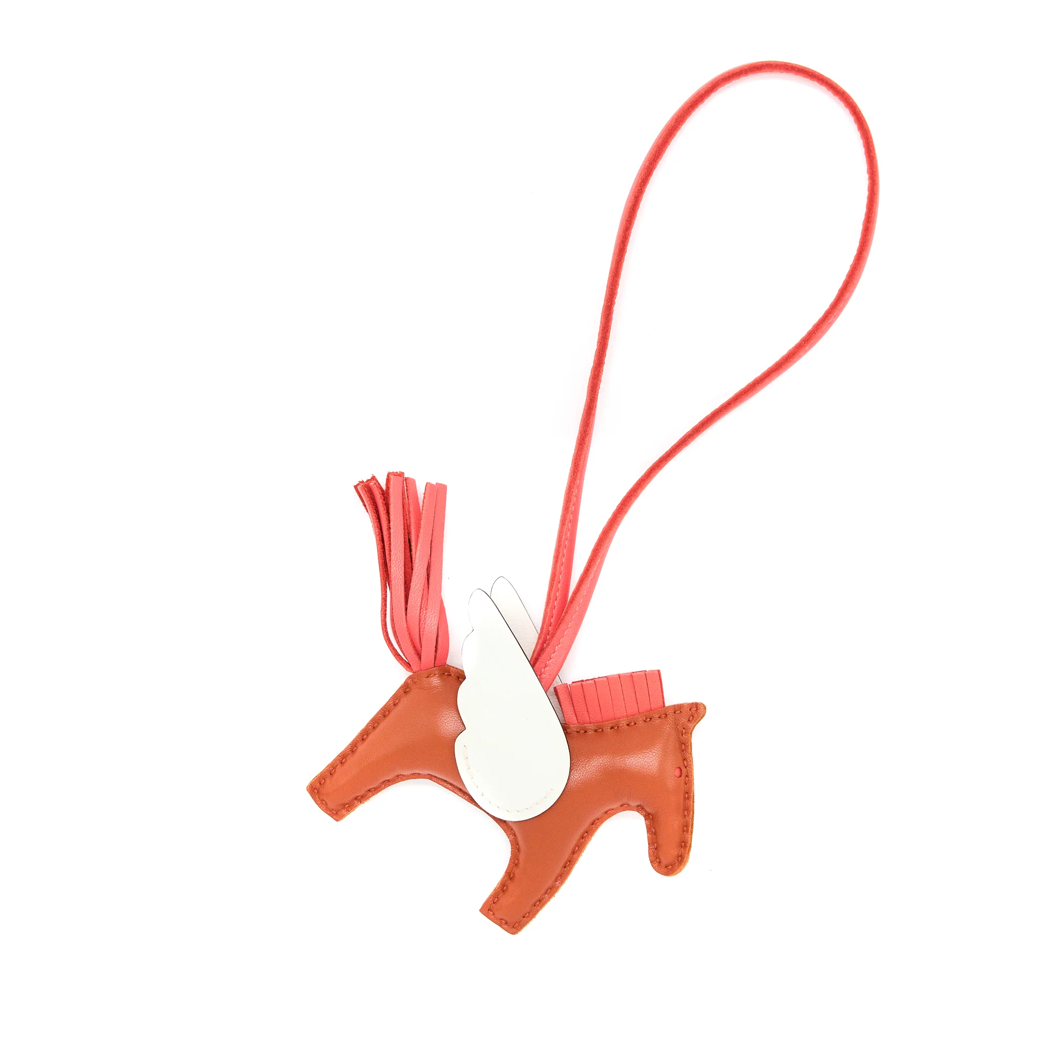 Hermes Redeo Pegase PM Bag Charm Cornaline/Rose Texas/Blanc - Image 3