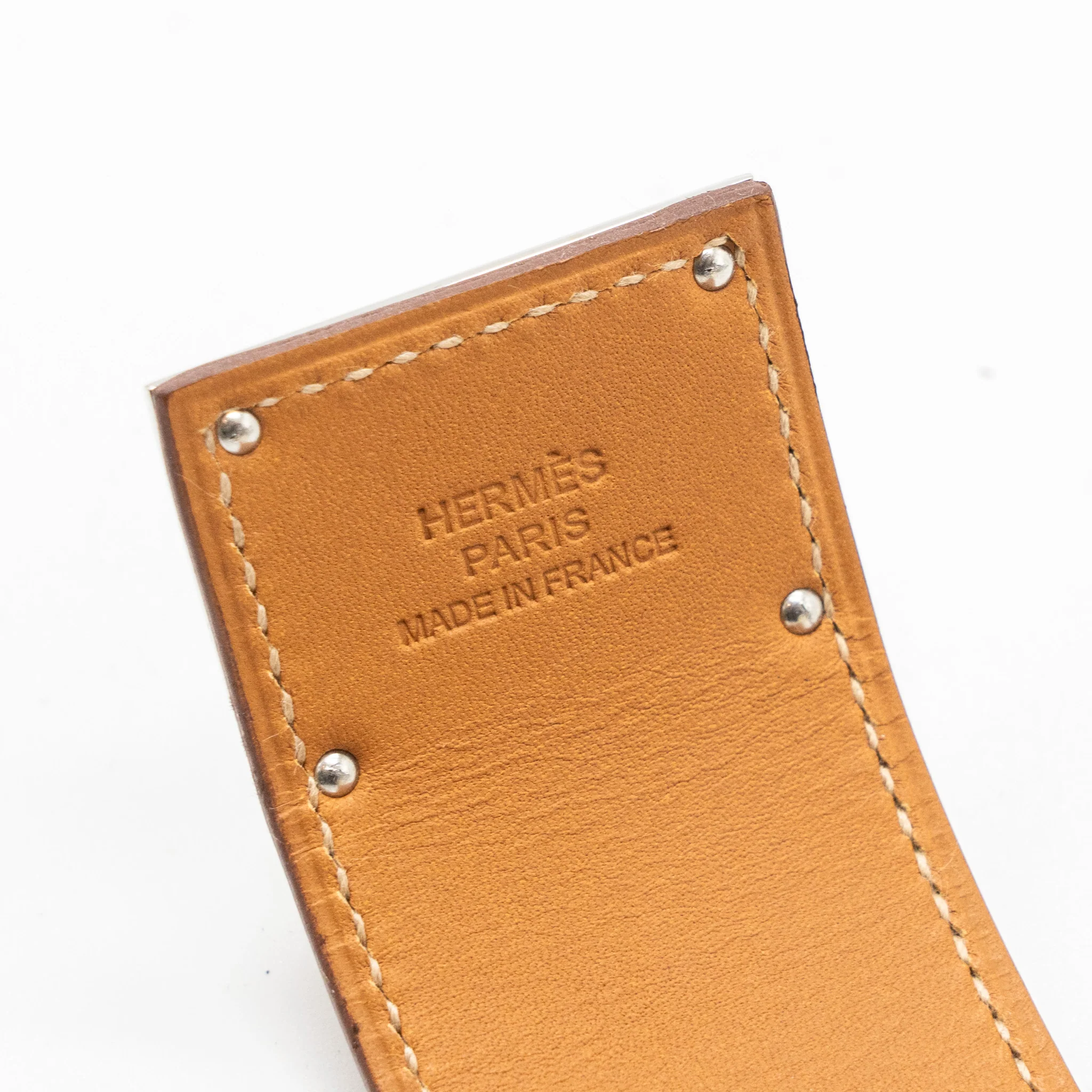 Hermes Size S Kelly Dog Bracelet Fauve Tadelakt Calfskin SHW Stamp Square Q - Image 5