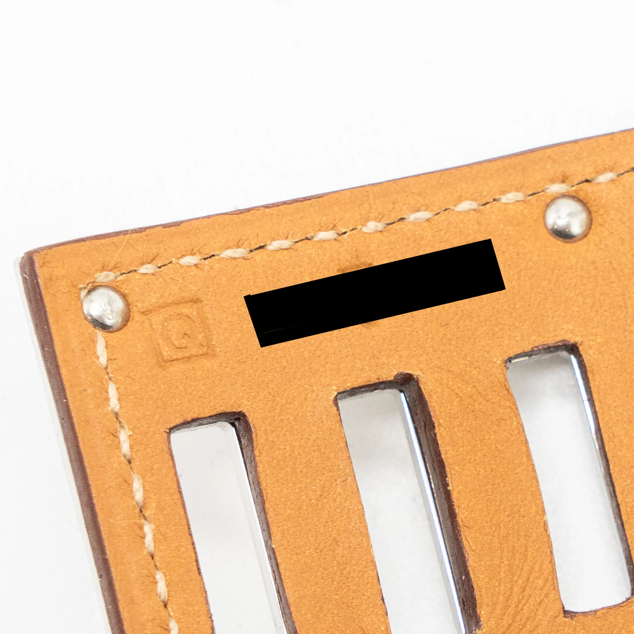 Hermes Size S Kelly Dog Bracelet Fauve Tadelakt Calfskin SHW Stamp Square Q - Image 6