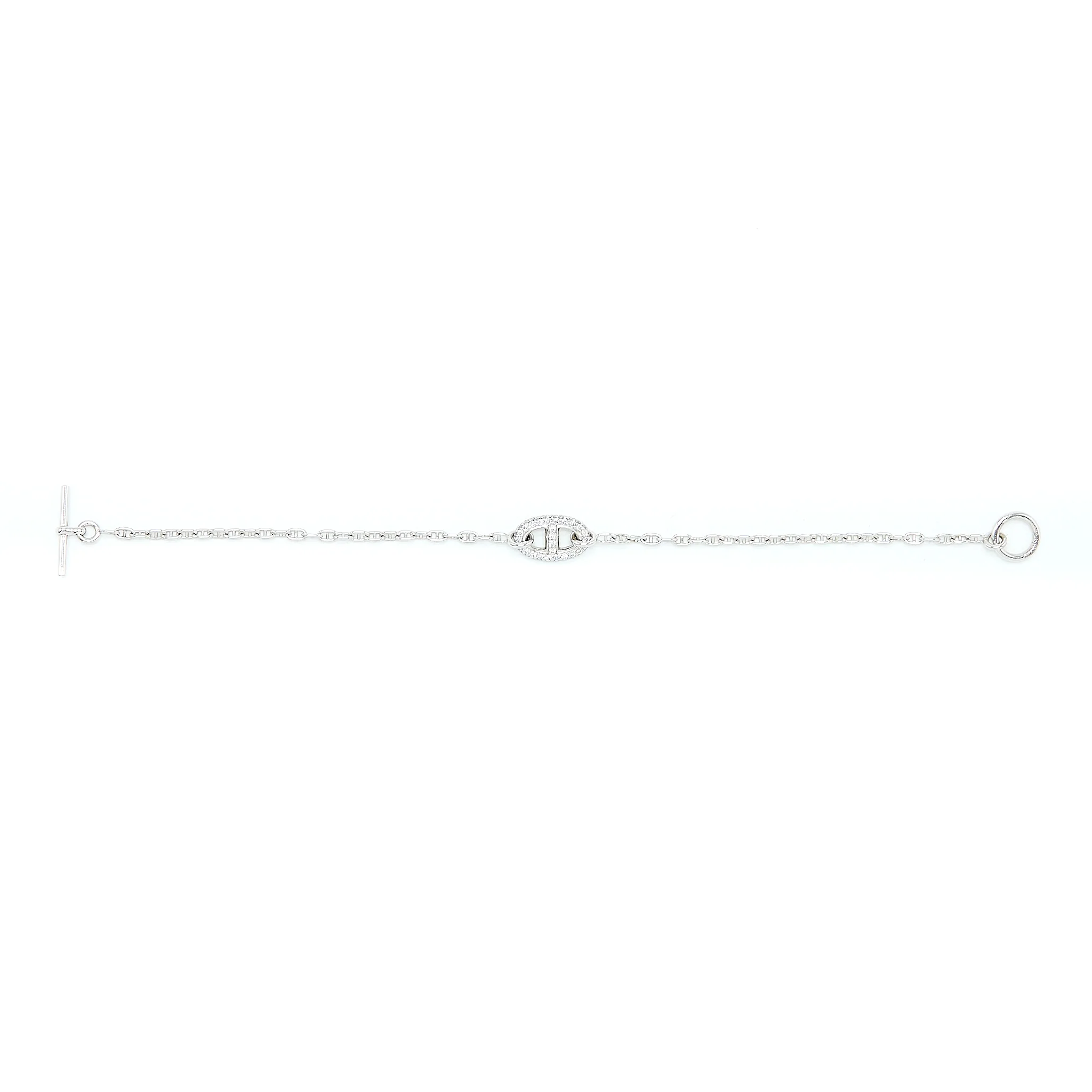 Hermes Size ST New Farandole Bracelet Toggle Closure White Gold With Diamonds - Image 4