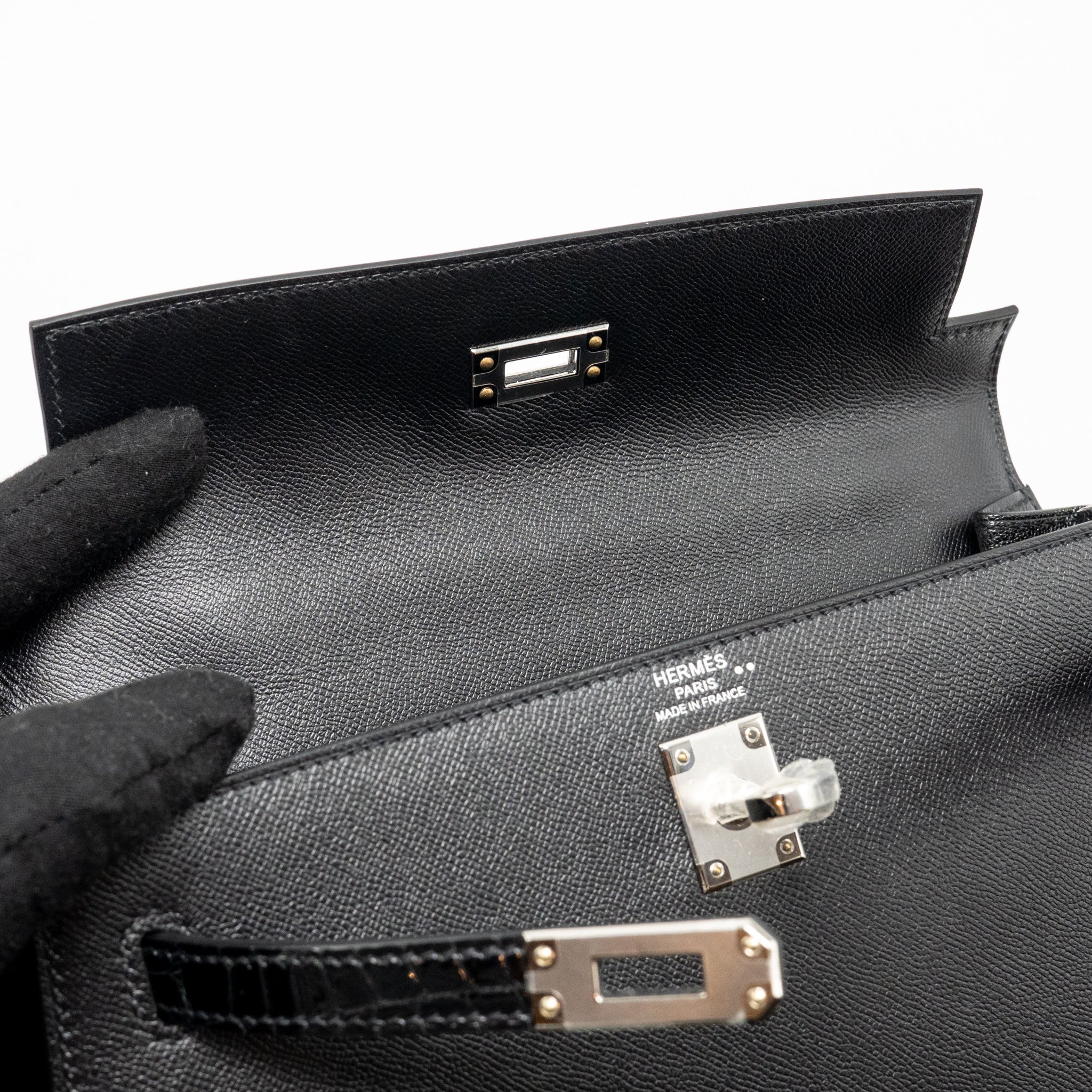 Hermes Touch Kelly 25 Madame / Crocodile Niloticus Black SHW Stamp U - Image 16